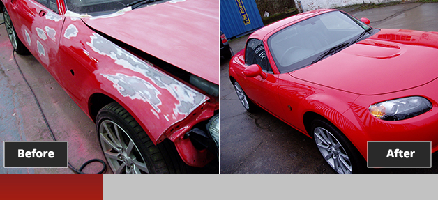 Mazda MX5 before and after repair